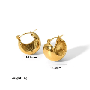1 pair of simple classic  gold-plated stainless steel polished spherical earrings for women's jewelry for daily wear h5 Picture2